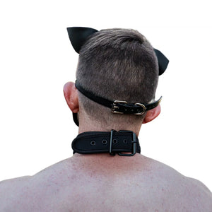 PU Leather Pup Hood - Black