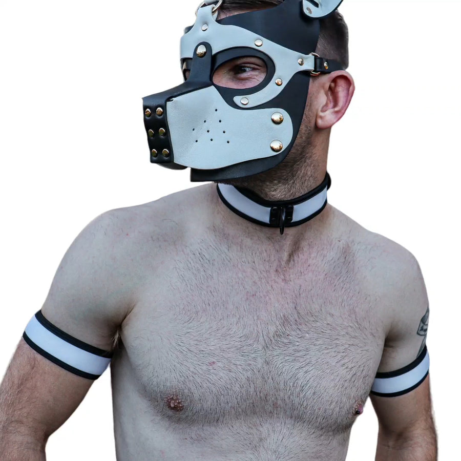 PU Leather Pup Hood - White