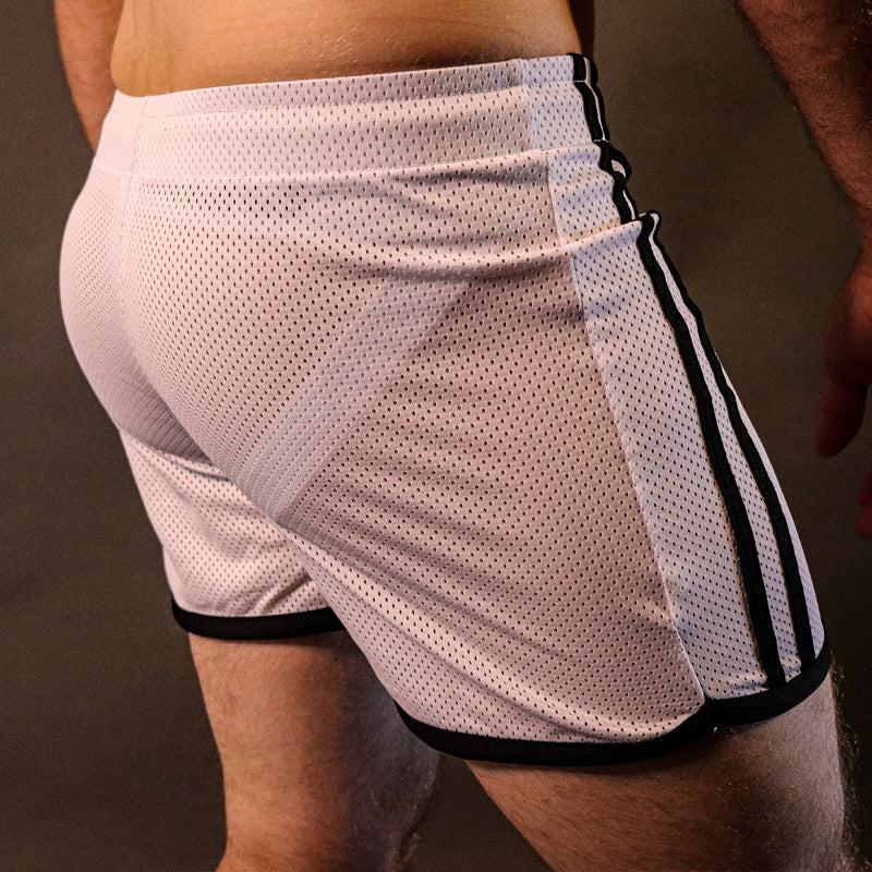 White Mens Mesh Shorts